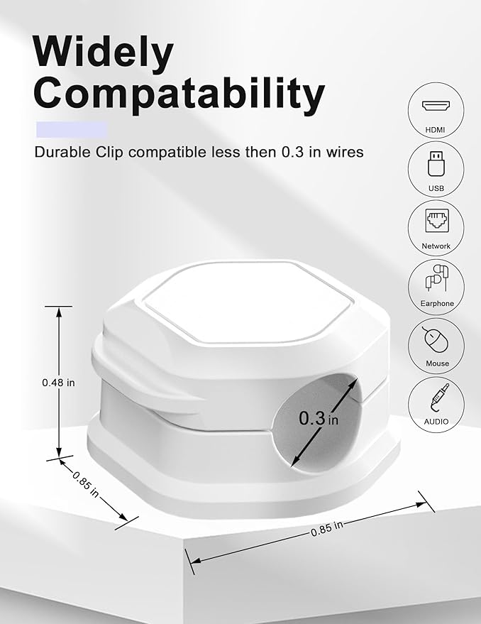 Cord Holder - Cable Clips - Cord Organizer for Desk - Cord Holder for Nightstand - for Desk, Nightstand, Phone Charger, Computer, Home, Office, Car（12pcs）