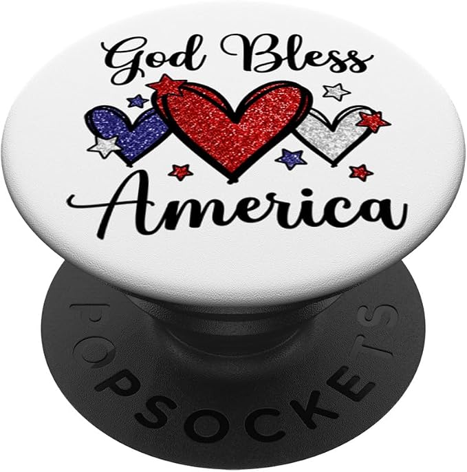 God Bless America Patriotic USA Flag Colors For Christians PopSockets Adhesive PopGrip