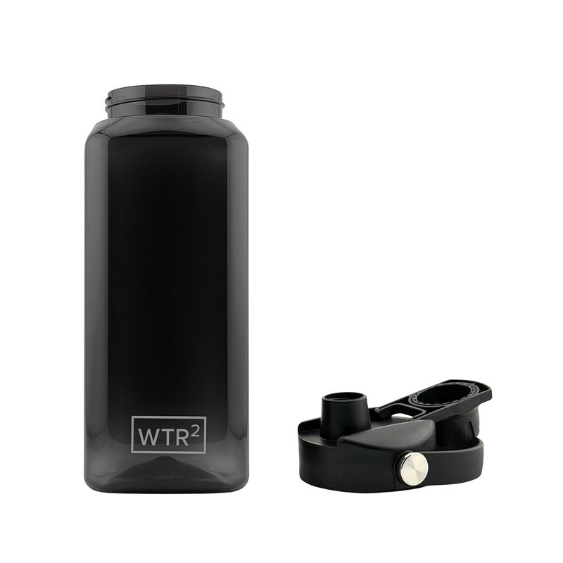 WTR² 32oz Square Water Bottle, Transparent Black, Leakproof Lid, BPA/BPS-Free Tritan, Lightweight & Impact Resistant for Work, Gym & Everyday Use