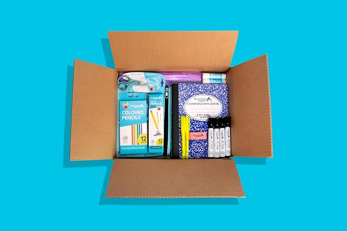 Blue Summit Elementary School Supply Box, 4th, 5th Grade School Supplies Set, for Elementary Supply, Bulk 44 Piece Box