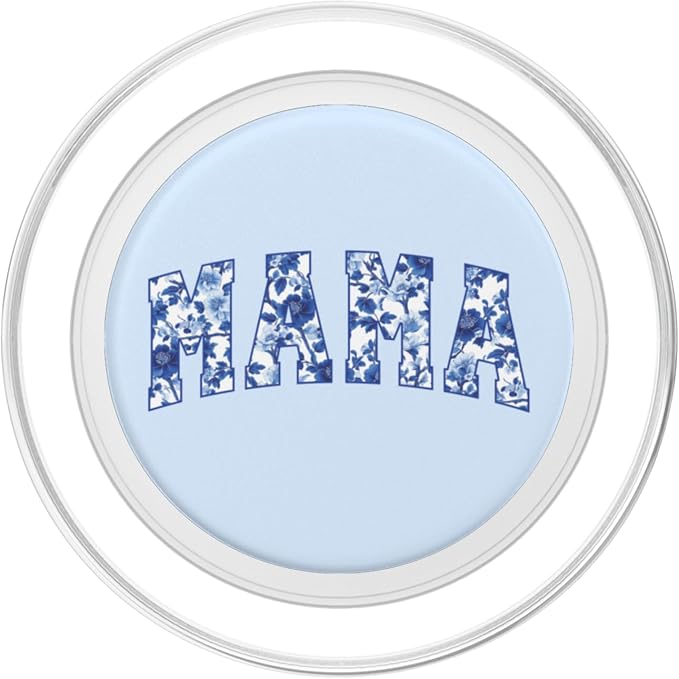 Mama Blue Chinoiserie Floral PopSockets PopGrip for MagSafe