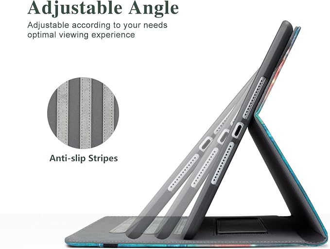Vimorco for iPad 9th/8th/7th Generation Case 10.2-inch Pencil Holder/Pocket | for iPad Air 3rd Generation Case 10.5-inch for iPad Pro 10.5 Inch Cases Hand Strap Adjustable Angle Beach Path Scenery