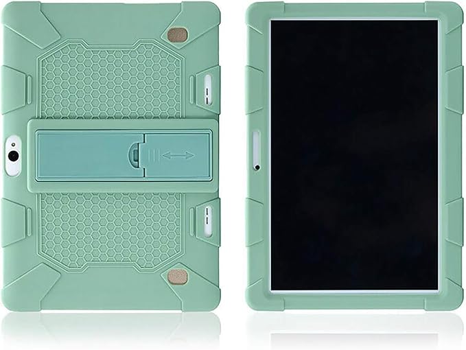 Universal Silicone Tablet Case - 10.1 Inch Cover Shockproof Protective Cover with Stand Soft Slim &amp Non-Slip Grip Kids Android Tablet Suitable for BBK R30/R10/H9/K10plus (24x17cm) (Bean Green)