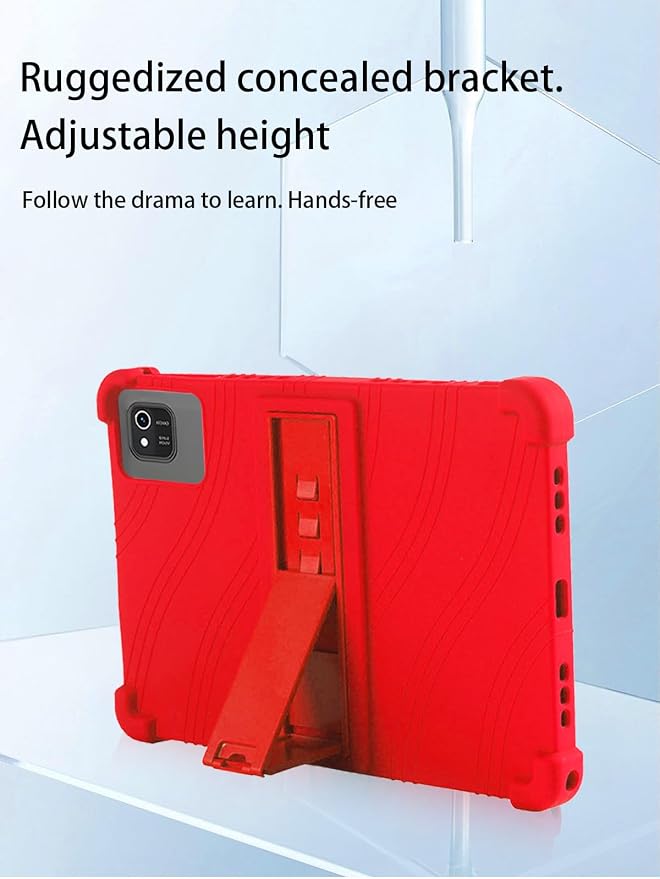for kelankeke K10 Android 10-Inch TabletUYRUREL Skin-Friendly Soft Silicone Protective CaseFull Protection Against Drops and Scratcheswith Adjustable Viewing StandBlack.