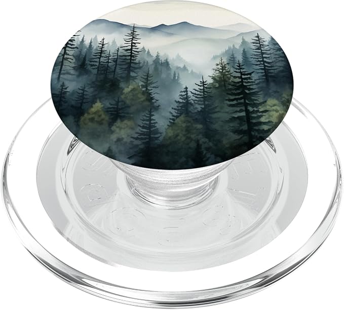 Foggy Forest Pine Tree Woods Green Nature Outdoor Explore PopSockets PopGrip for MagSafe