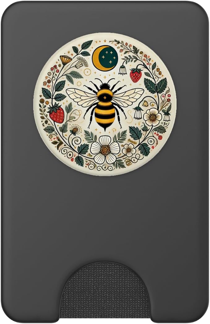 Botanical Bee and Strawberry PopSockets PopWallet for MagSafe