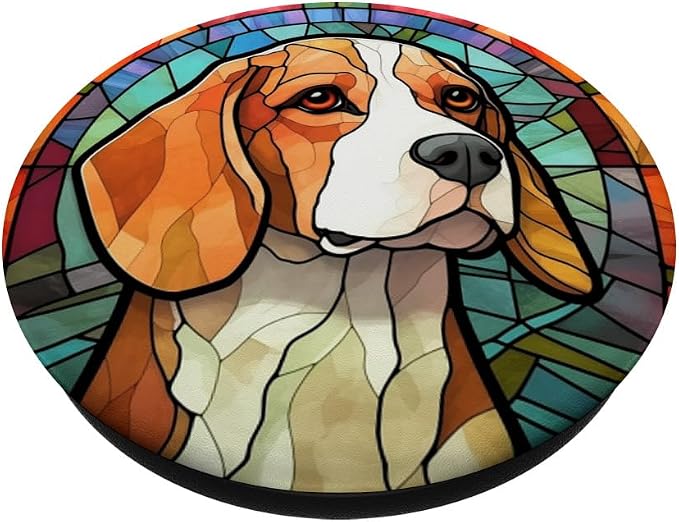 Beagle Dog Stained Glass PopSockets PopGrip for MagSafe