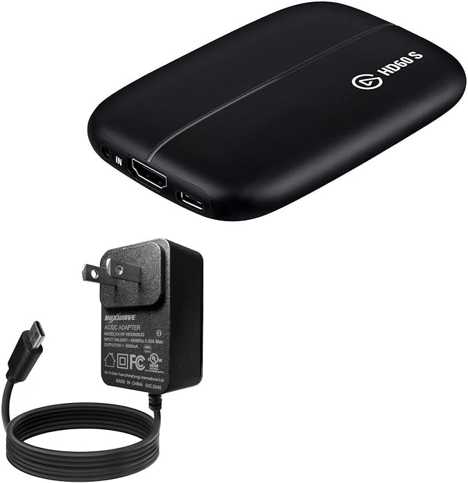 BoxWave Charger Compatible with Elgato HD60 S - Wall Charger Direct (15W) Rapid Charge Your Device with Built-in 3ft Cable