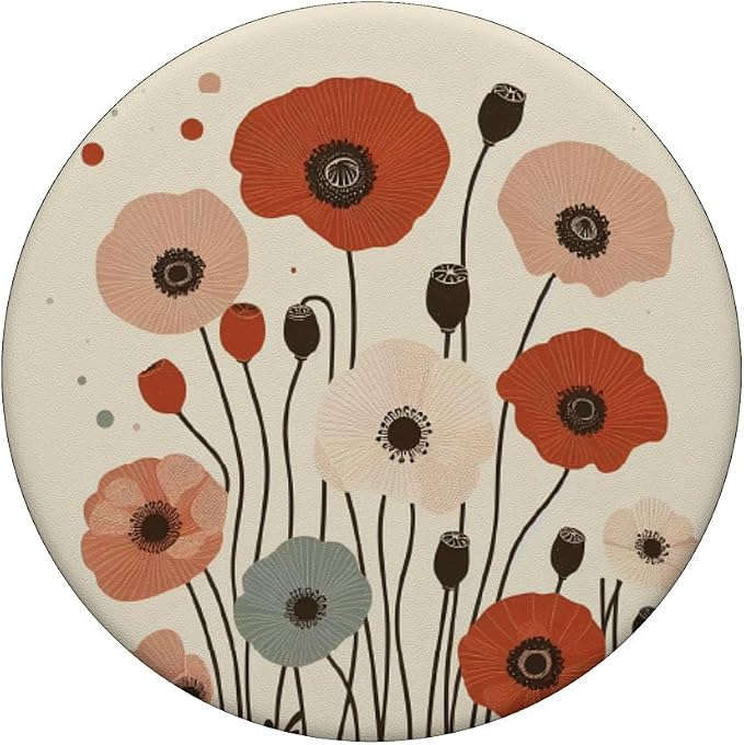 retro vintag minimal poppy flower boho floral cute aesthetic PopSockets MagSafe PopGrip for iPhone