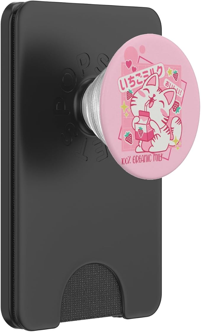 Kawaii Korean Strawberry Milk K Pop Vaporwave Japanese Cat PopSockets Adhesive PopGrip