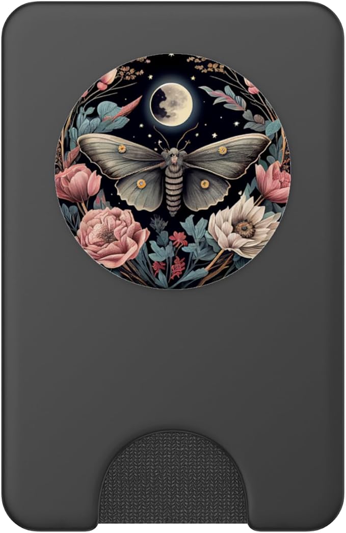 Moth Moon Flowers Astrology Celestial PopSockets Adhesive PopGrip