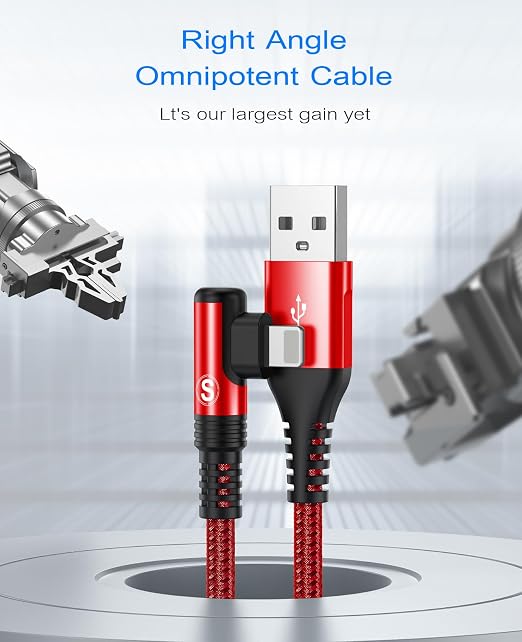 Right Angle i Phone Charger Cable 2-Pack 10FT [Apple MFi Certified] Ligtning Cable Fast Charging Nylon Braided Compatible with i Phone 14/13/12/11 Pro Max/XS MAX/XR/XS/X/8/7/Plus/6S/6/SE/5S/i Pad
