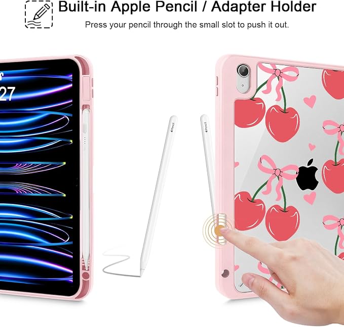 Mektron Case for 2026 iPad Air 11 inch M4 8th (M3 2025 7th /M2 2024 6th) Compatible with iPad Air 10.9 (2022 5th Gen /2020 4th Gen) Shockproof Clear Shell Blue Bows &amp Flowers