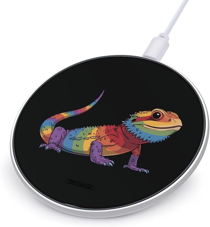 Colorful Bearded Dragon Lizards Wireless Charger Portable Charging Pad | LightweightAll Smartphone