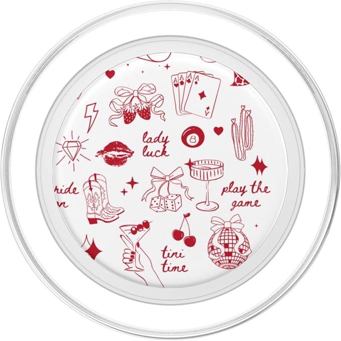 Coquette Doodles Western Lucky Cowgirl Cowboy in Red PopSockets PopGrip for MagSafe