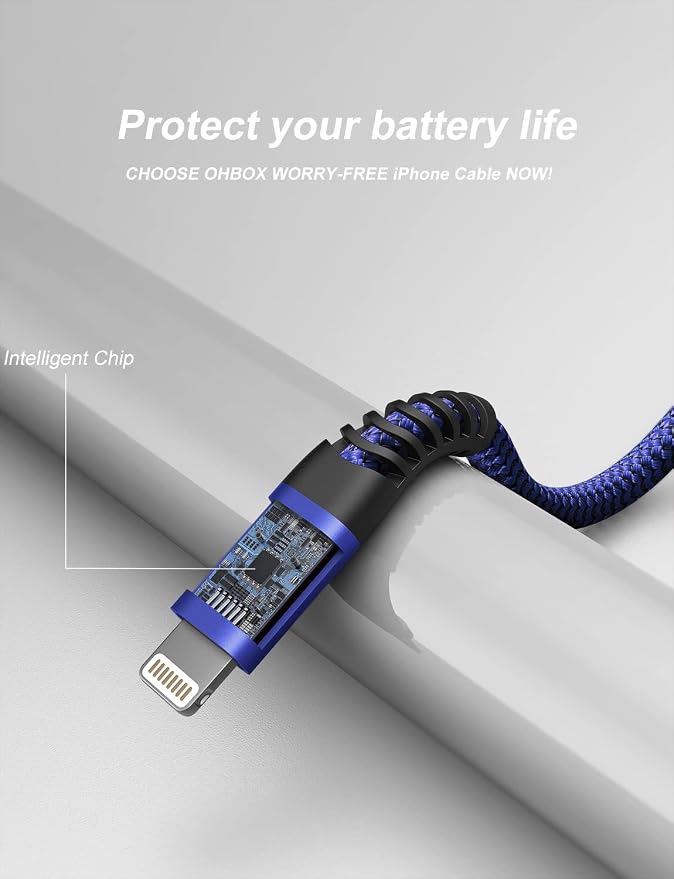 iPhone Charger Cable 6FT USB to Lightning Cable 3Pack Braided USB iPhone Charger Fast Charging Cable iPhone Cord Compatible with iPhone 14/13/12/11/Pro/Max/Mini/X/Plus/8/7/6/5S/SE/Plus/iPad and More
