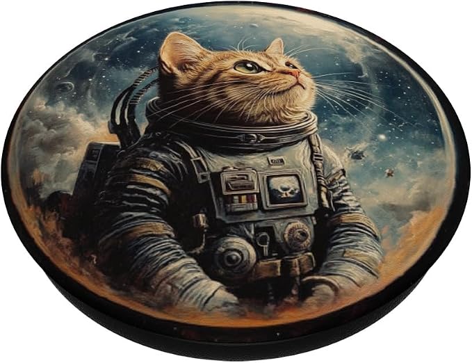 Space Cat Kitty Meow Animal Pet Outerspace Astronaut PopSockets Adhesive PopGrip