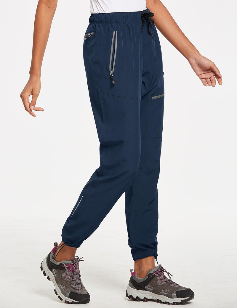 baleaf Cargo Pants for Women Petite Joggers Lightweight Quick Dry Pant Water Resistant 27'' Travel Workout Athletic Trip 27''-Navy Blue 2XL