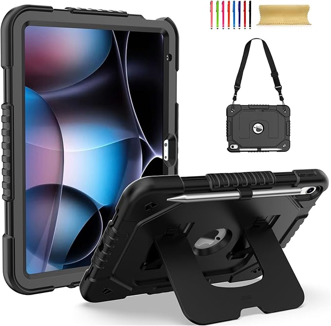 Dteck for Apple iPad 11 inch (A16 11th Gen) iPad 10.9 inch (10th Gen) Slim Clear Case with Kickstand Pencil Holder Reinforced Shockproof Corners Soft TPU Lightweight Protective Cover Transparent