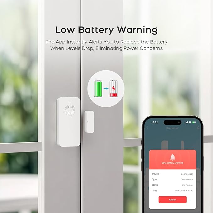 Clouree Security Window and Door Alarm Sensor, Wireless Sensor Door Window Burglar Alarm Door Chimes When Door Opens 5-Level Volume Control Wireless Easy Installation for Home, Garage