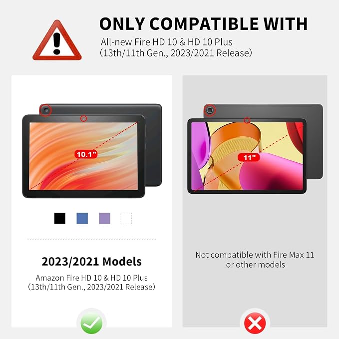Case for Amazon Kindle Fire HD 10 Tablet (13th/11th Generation 2023/2021 Release) &amp Fire HD 10 Plus Tablet - Slim Folding Stand Folio Cover with Auto Wake/Sleep and Hand Strap Black