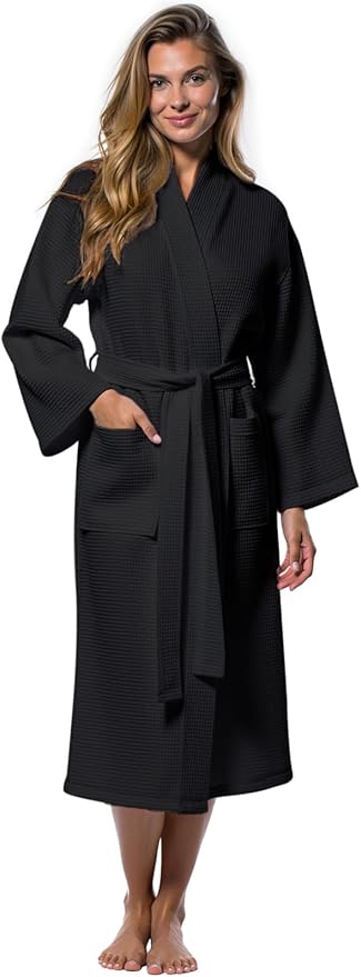 Turquaz Lightweight Full-Length Robes For Women Waffle Kimono Bathrobe - Soft, Fast-Drying, Long-Lasting Cotton Blend Unisex