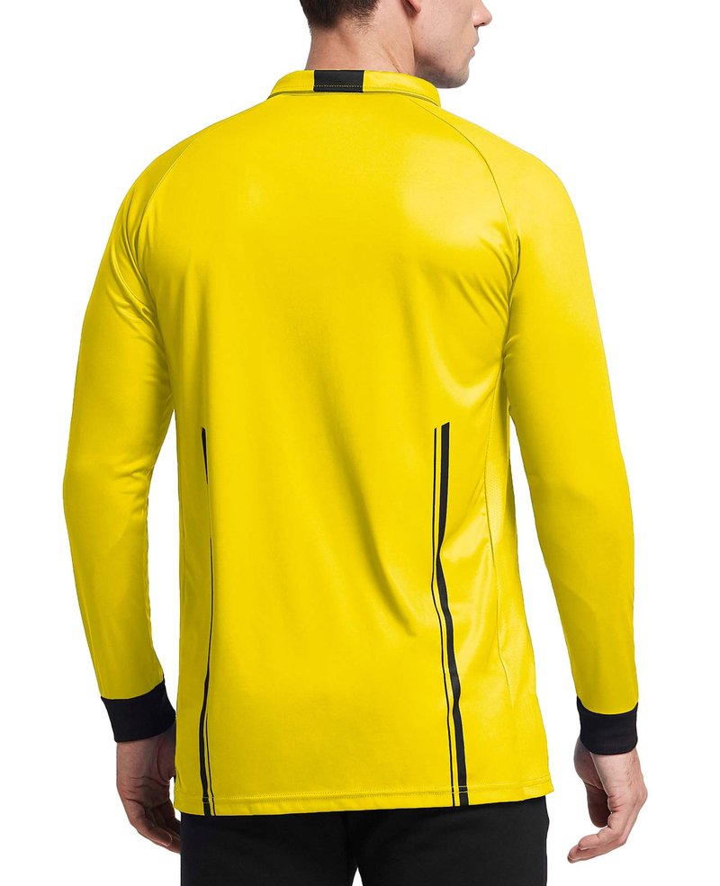 FitsT4 Sports Men's Pro Soccer Referee Jersey Long Sleeve Ref Shirt Yellow X-Small