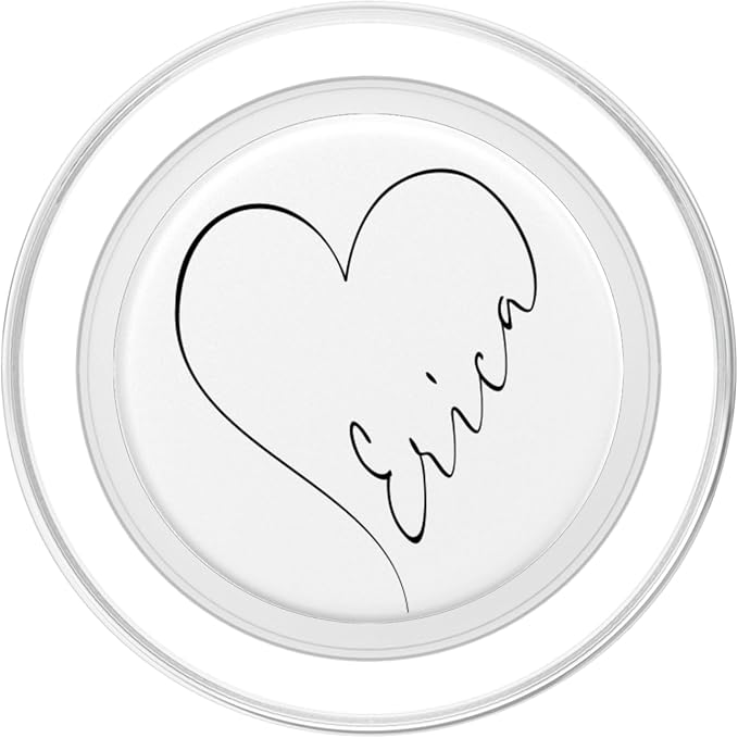Erica Name Minimalist Heart Line Personalized White PopSockets Adhesive PopGrip