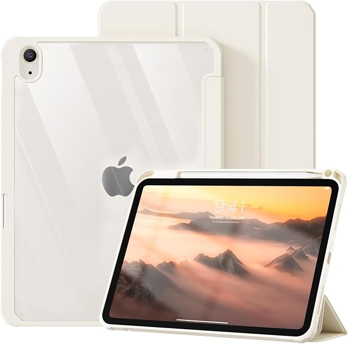 Clear Case for iPad Air 11 Inch M4 2026/M3 2025/M2 2024 Black | for iPad Air 5th/4th Generation 10.9 Inch 2022/2020 Clear Hard Back Tablet Cover with Pencil Holder Slim Auto Wake/Sleep