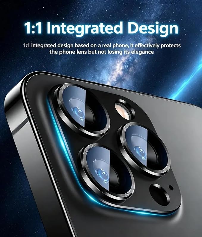[2 Pack] Compatible for iPhone 13 Pro/iPhone 13 Pro Max Camera Lens Protector Metal Plus Tempered Glass Camera Cover Oneness Design Ultra Clear Anti-Explosion Black+Black