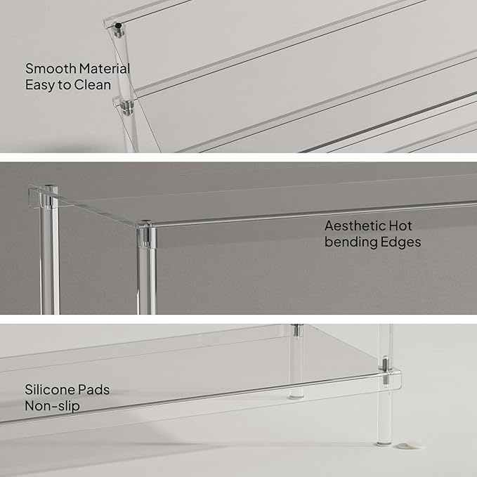 Aquiver 5 Tier Acrylic Shoe Rack - Closet Shoe Rack Shoe Organizer for Entryway, Stores 20 Pairs of Shoes, 32.3'' L x 11.8'' W x 36.4'' H