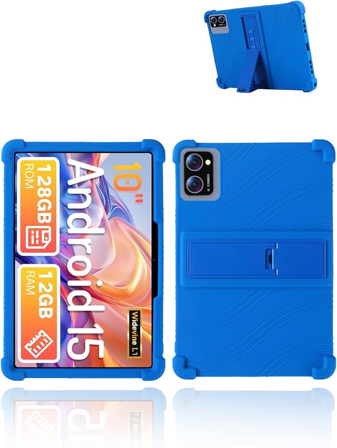 for Winsing T30W Android 15 Tablet10 inch Tablets CaseSoft Silicone Adjustable Stand Cover Lightweight Kids FriendlyBlack.