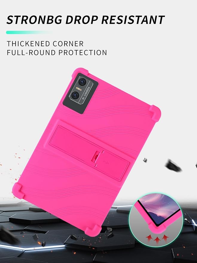 Case for DOMATON D105 Android 14 Tablet 2025 Tablets 10 inch，WUNIAK Shock Proof Lightweight Stand Rubber Shell Protective CoverKids Friendly Soft Silicone Adjustable Stand CoverBlack