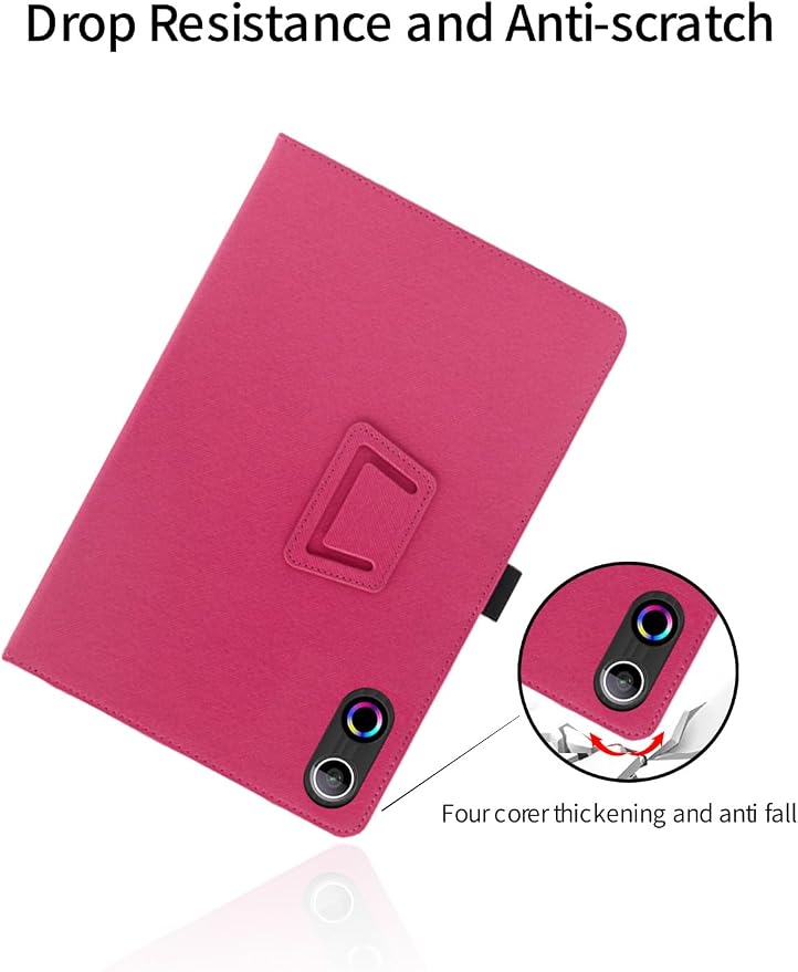 for ROWT A10 Android 10 inch Tablet CaseFolding Stand Protective Cover with Pencil Holder and Wrist StrapFull Protection Premium PU Scratch Resistant(Black)