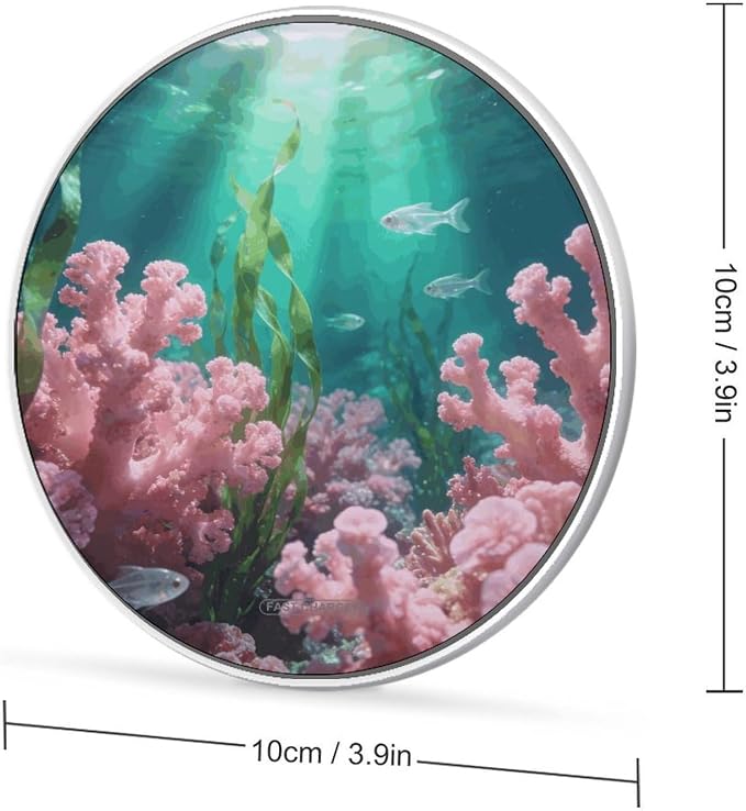 Pink Teal Wireless Charger with Aluminum Alloy Frame Qi Certified Fast Wireless Charging Pad 10W Charging Station Portable Phone Charger for All Wireless Charging Phone
