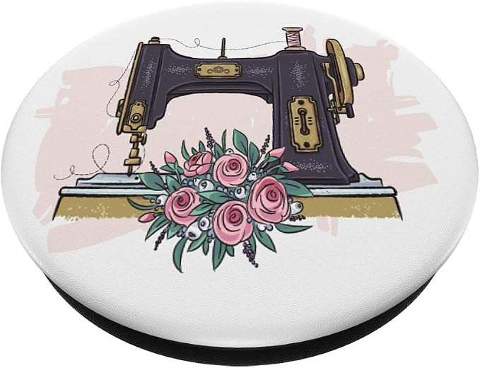 Sewing Machine Floral Quilting Sewer Quilter Design PopSockets PopGrip: Swappable Grip for Phones &amp Tablets