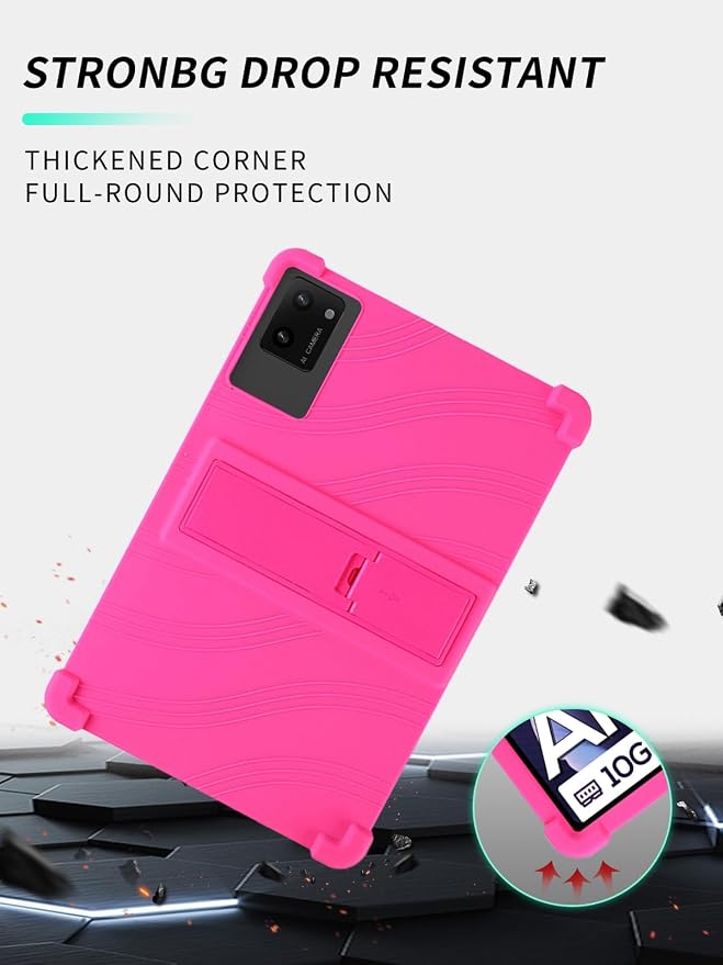 Case for DigiLand-S10 10.1 Android 14 Tablets，WUNIAK Shock Proof Lightweight Stand Rubber Shell Protective CoverKids Friendly Soft Silicone Adjustable Stand CoverBlack