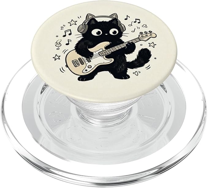 Black Cat Guitar Music Book Lover Bookish Librarian Reading PopSockets PopWallet for MagSafe