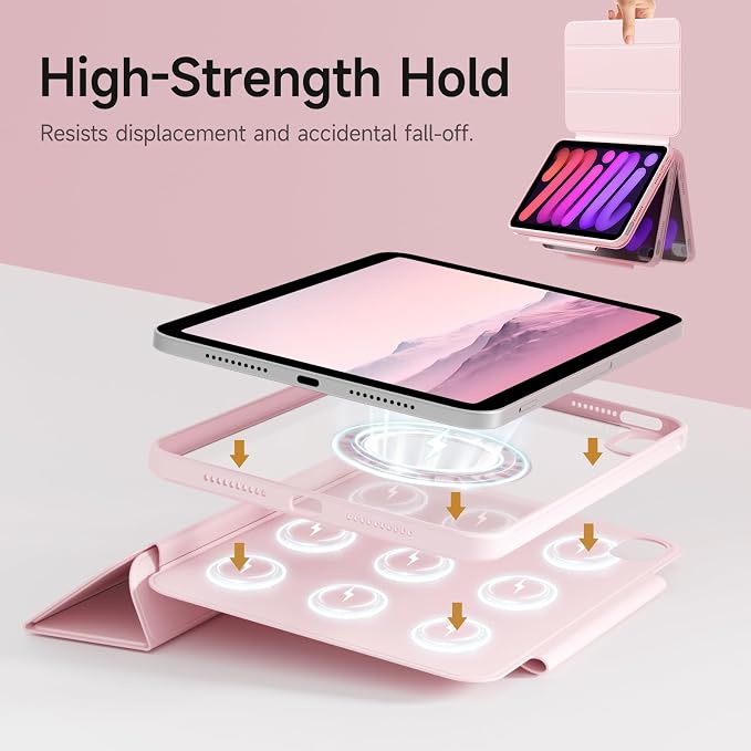 kenke Smart Case for iPad mini 7 A17 Pro/iPad mini 6 8.3 Inch Black | iPad Mini Case 2024/2021 Detachable Magnetic Clear Hard PC Back Slim Trifold Stand Cover Auto Wake/Sleep Touch ID