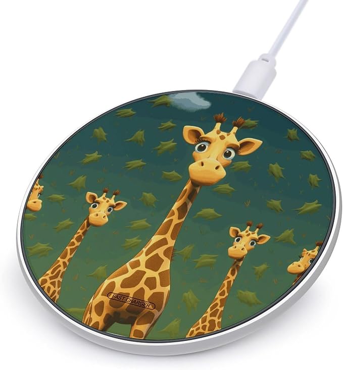 Cartoon Giraffe Wireless Charger 10W Fast Charging Pad Anti-Slip Qi Certified Wireless Charging Pad Charging Station Portable Phone Charger for All Wireless Charging Smartphone