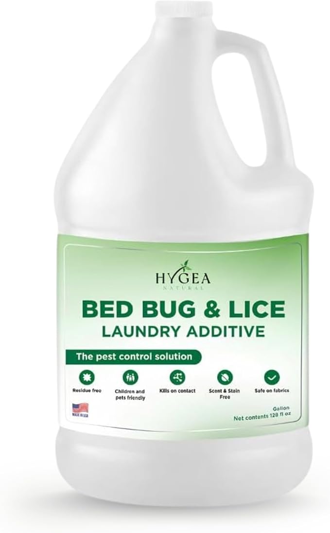 Hygea Natural Lice and Bed Bug Laundry Additive - Environmentally Responsible, Odorless, and Stain-Free Liquid Laundry Treatment - Safe for Children and Pets - Any Water Temperature (1 Gallon)