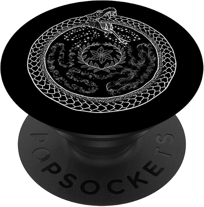 The Ghoulish Garb Hecate's Wheel Ouroboros Goddess of Witchcraft PopSocket Adhesive Phone Grip for Smartphones (iOS and Android) - Black