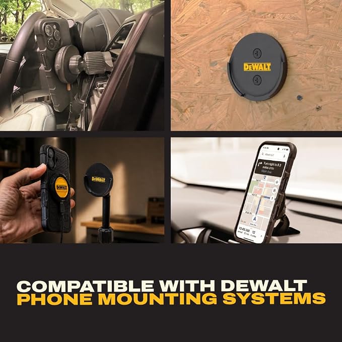 DEWALT Heavy Duty Wireless Charger 15W Max Cell Phone Charger | Wireless Charging Pad for MagSafe Compatible iPhone 17/16/15/14/13/12 Plus Pro Max Includes Wall Mounting Plate