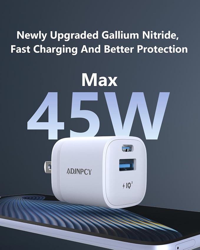 GT II 45W USB-C USB-A Charger Compact and Foldable Supports PPS Fast Charging with USB-C Cable Compatible Galaxy S25/S24/S23/Z FoldiPhone 16/15 SeriesiPad (45W 2Pack Black)