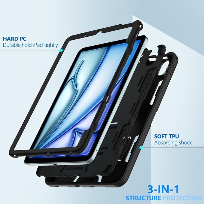 Puxicu Case for iPad 6th / 5th Generation (2018 2017 Model 9.7 Inch) Heavy Duty Rugged Protective Cover for iPad 9.7 Black