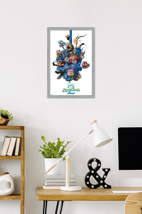 Disney Zootopia 2 (2025) - Group One Sheet Wall Poster, 22.4L" x 14.7W", Gray Framed Version