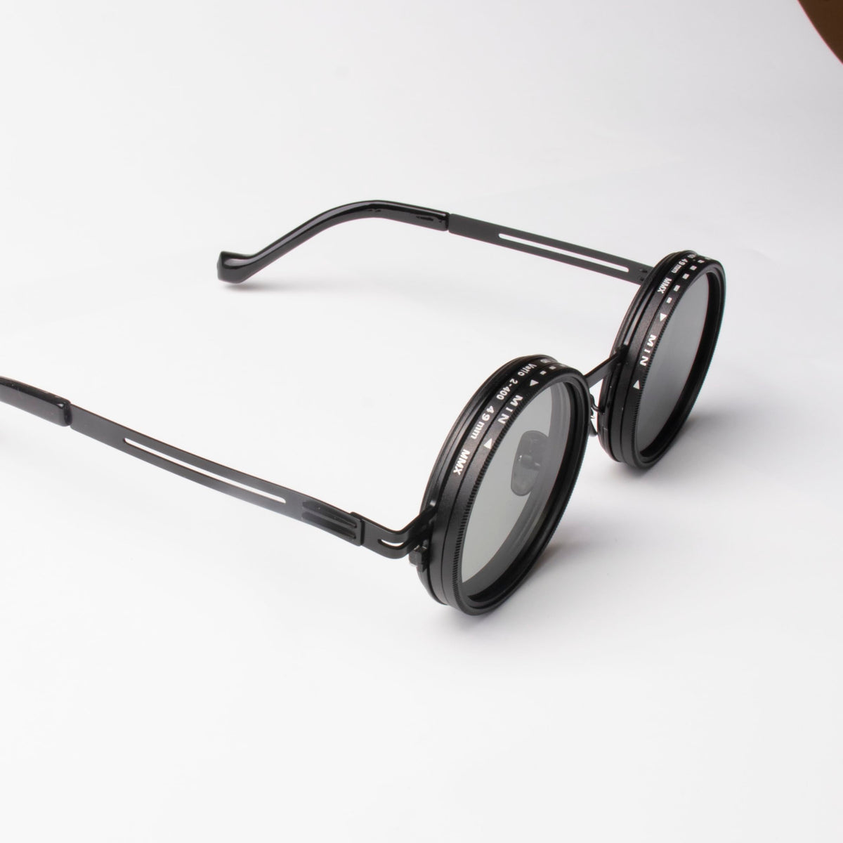 Adjustable Tint Sunglasses, 1-9 Gears Steampunk Retro Metal Round Polarized Glasses with ND Filter Lenses