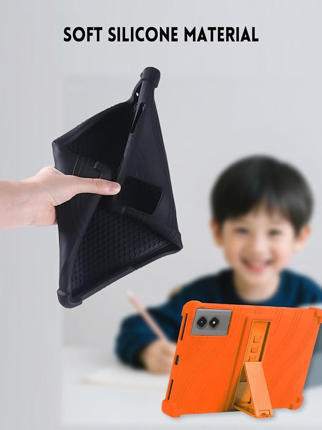 Case for TABWEE T50 Tablet 11 Inch (Black) | Soft Silicone Kids Friendly Protective Cover with Adjustable Stand Drop-Proof