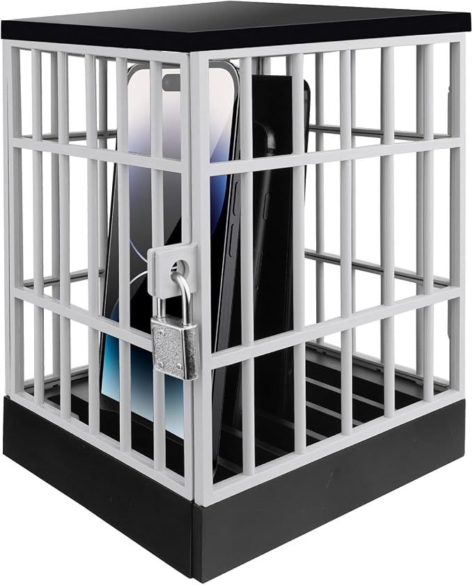 Gemaxvoled Cell Phone Jail-Phone Cage with Lock and Key Phone Lock Box Cell Phone Locker for Classroom/Family