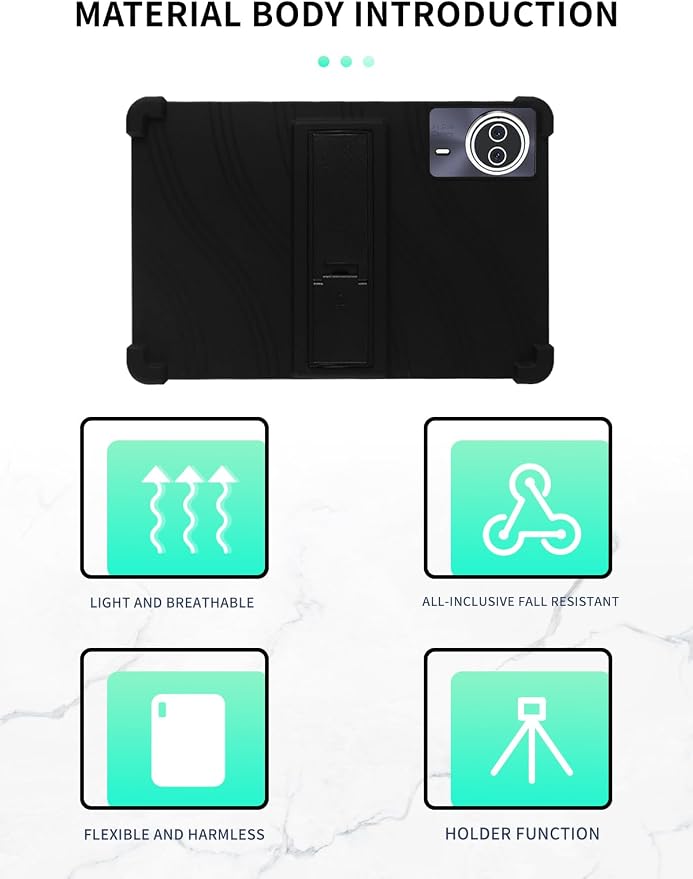 Case for TCL NXTPAPER 14/Callsky-Tech Ctab 14/BEYODFU A140 Tablet 14 inch，WUNIAK Shock Proof Lightweight Stand Rubber Shell Protective CoverKids Friendly Soft Silicone Adjustable Stand CoverBlack
